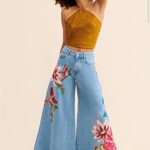 FARM Rio Floral Embroidered Blue Jeans